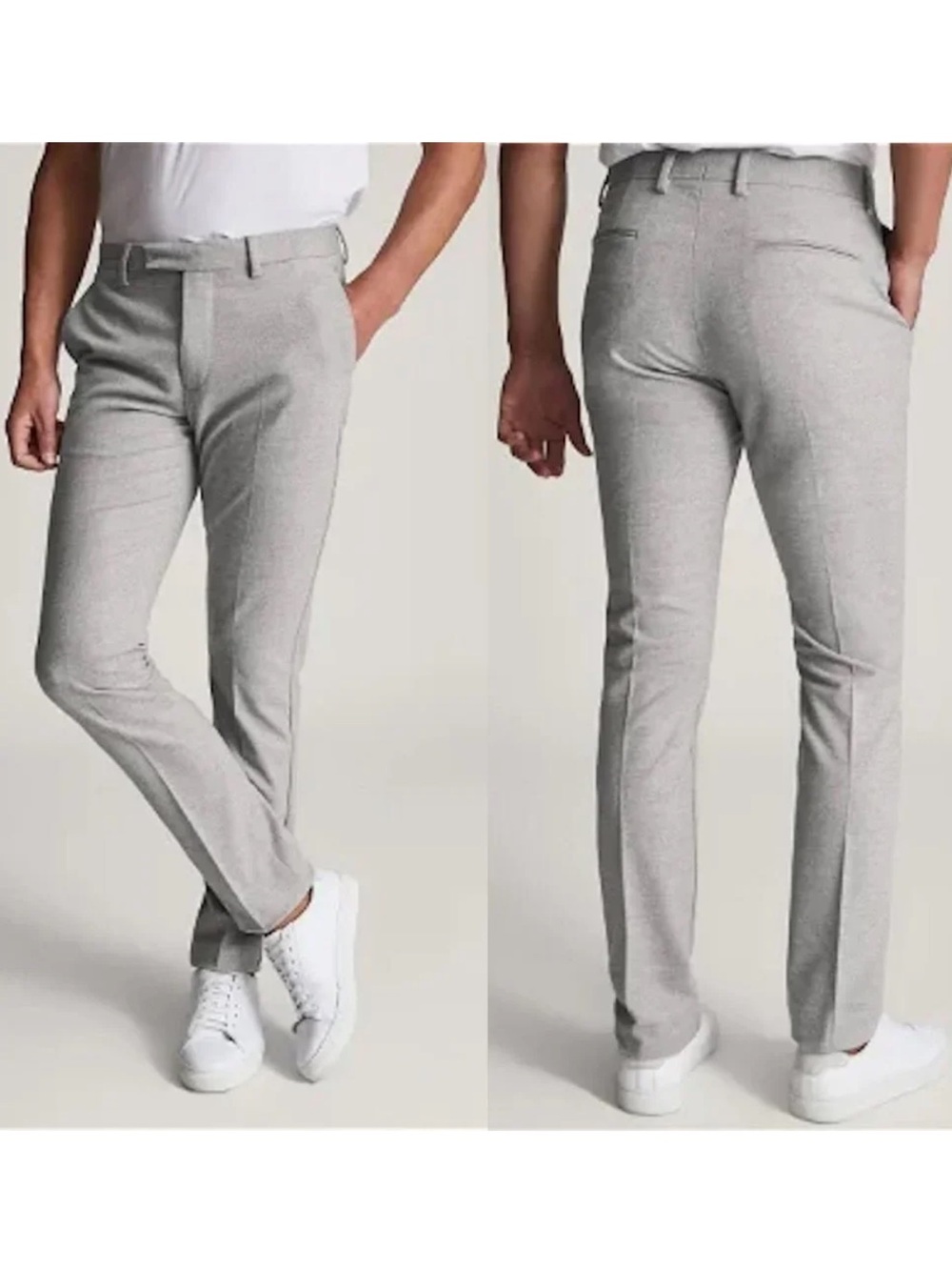 New REISS Granual Flannel Men's Slim Fit Soft Gray Dress Pants, 28